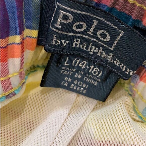 NWT New Polo by Ralph Lauren yellow plaid swim trunks Large - Picture 8 of 9